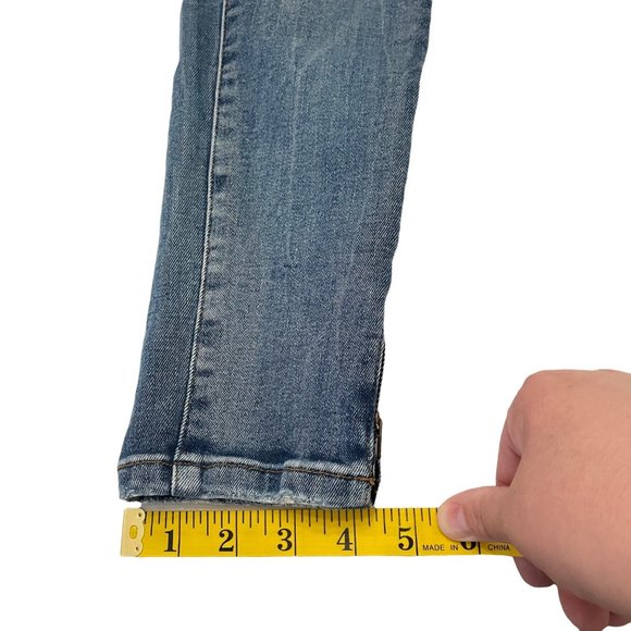 Zara Ankle Zip Jeans Womens Blue Distressed Ripped Stretch Denim Size 4 - Picture 10 of 11